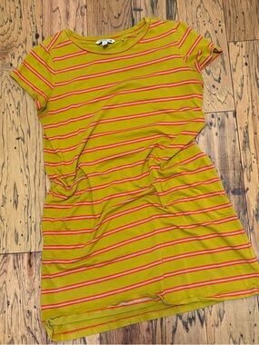 Toad&Co Mustard Yellow Striped Midi Dress Size Medium